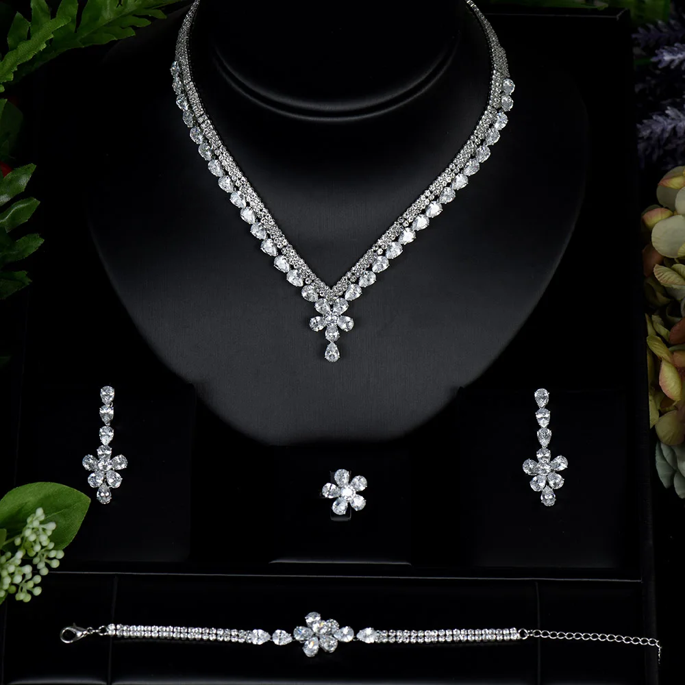 Sederyla Elegant Women Wedding Naija Bridal Accessories Cubic Zirconia Necklace Earring Dubai Dress Jewelry Set 2020 | Украшения и