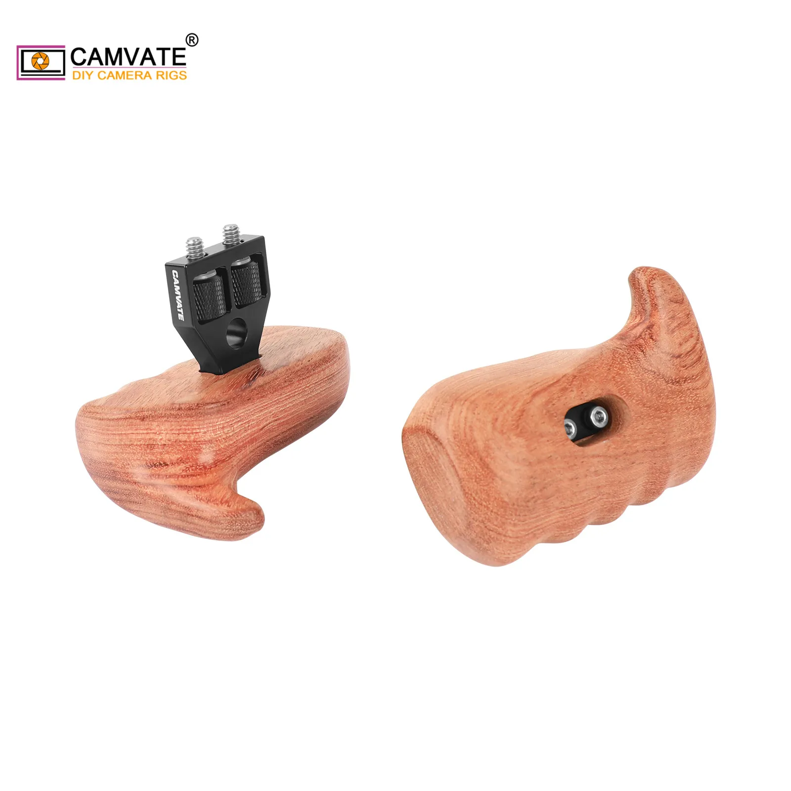 Деревянная рукоятка камеры CAMVATE (слева и справа) с разъемом из алюминиевого