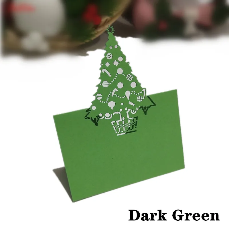 DarkGreen 10 шт. лазерная резка Рождественская елка Стекло Место карты свадебный стол украшение место карты Свадебная вечеринка украшение 9Z SH219-10 - Цвет: DarkGreen