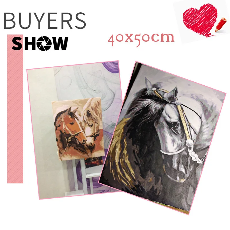 AZQSD DIY живопись по номерам животные лошадь Акриловая картина Unframe современная
