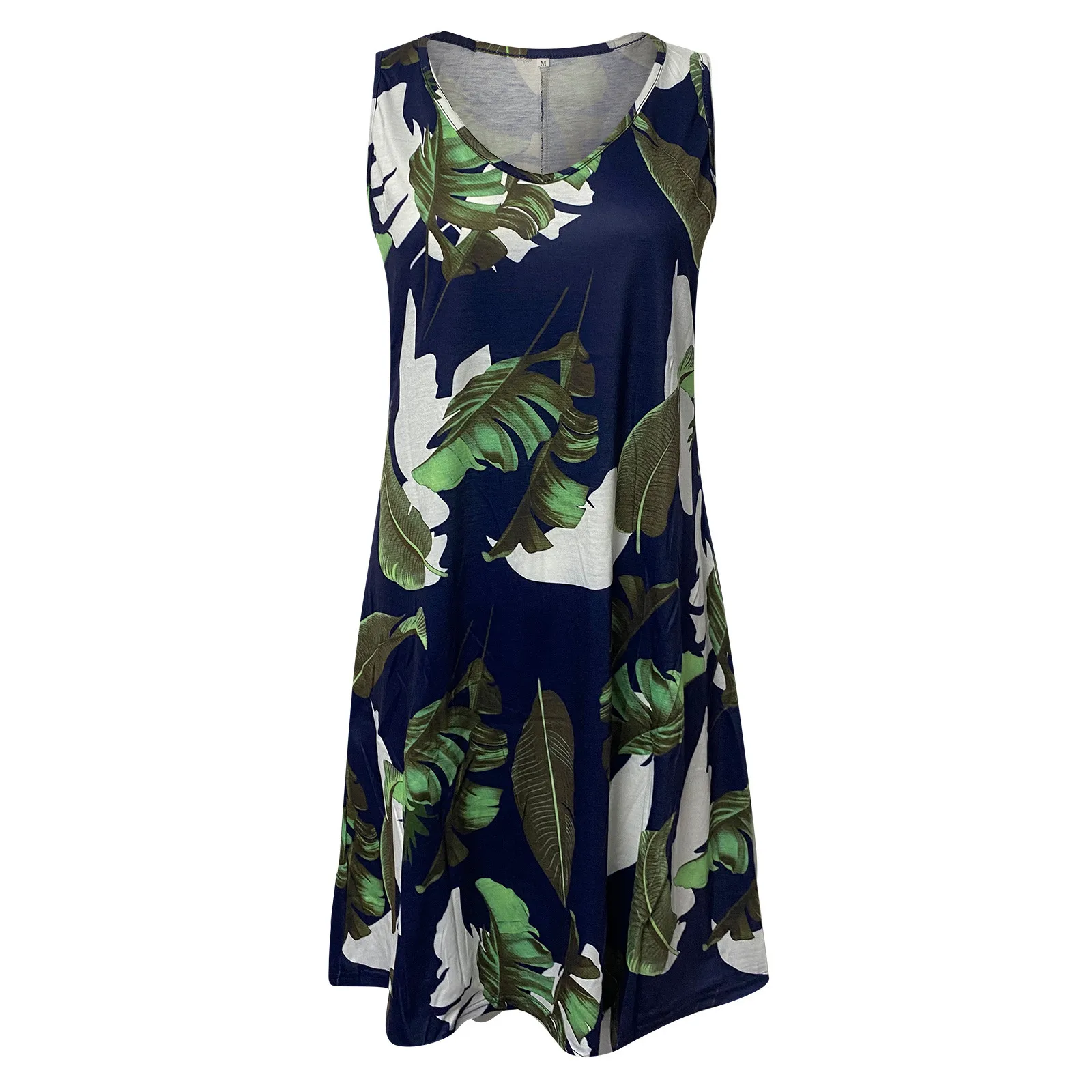 

Bohomian Tropical Print Dresses Women Sleeveless Beach Floral V Neck Sundress Casual Loose Party Tank Dress 2021 Robe Femme A40