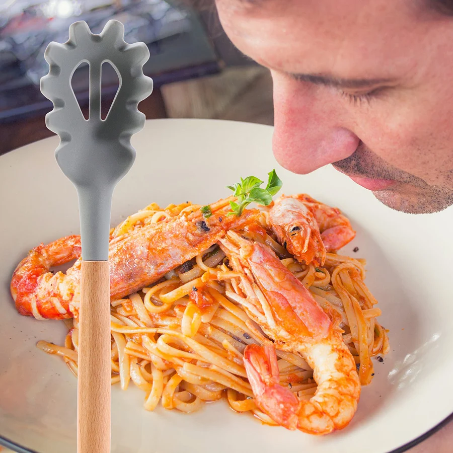 

Silicone Cooking Utensils Kitchen Utensil Set - Non-stick Spatula Shovel Natural Acacia Wooden Handle Kitchen Tools