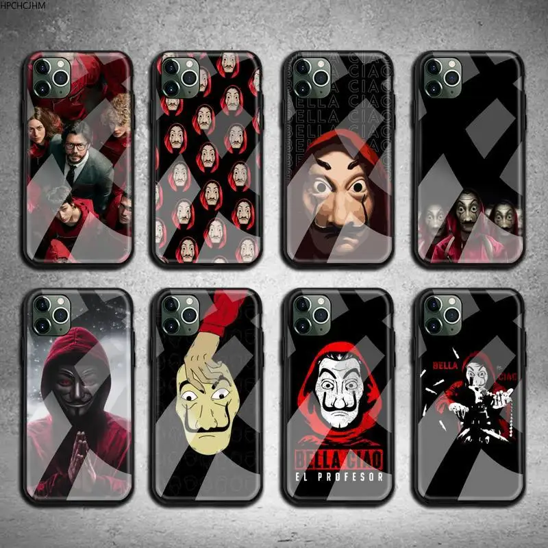 

la casa de papel TV Phone Case Tempered Glass For iPhone 13 12 11 Pro Mini XR XS MAX 8 X 7 6S 6 Plus SE 2020 cover