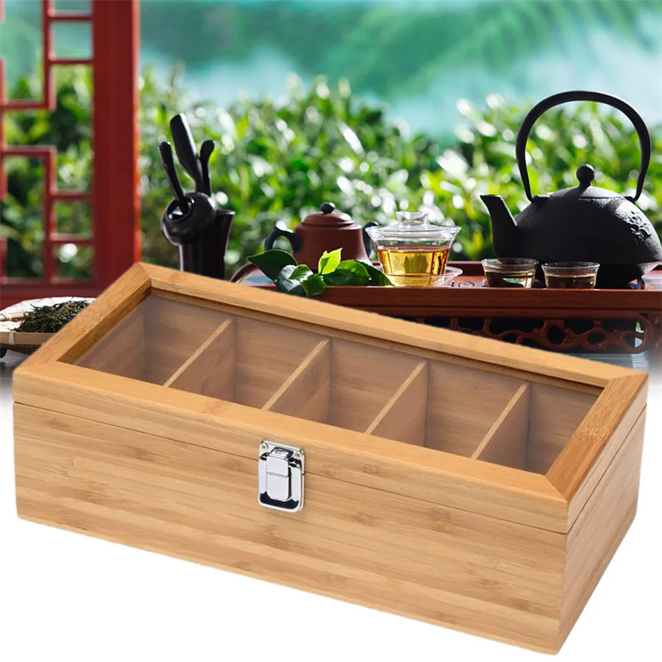 Бамбуковая система чайная коробка чайные пакеты органайзер для ювелирных
