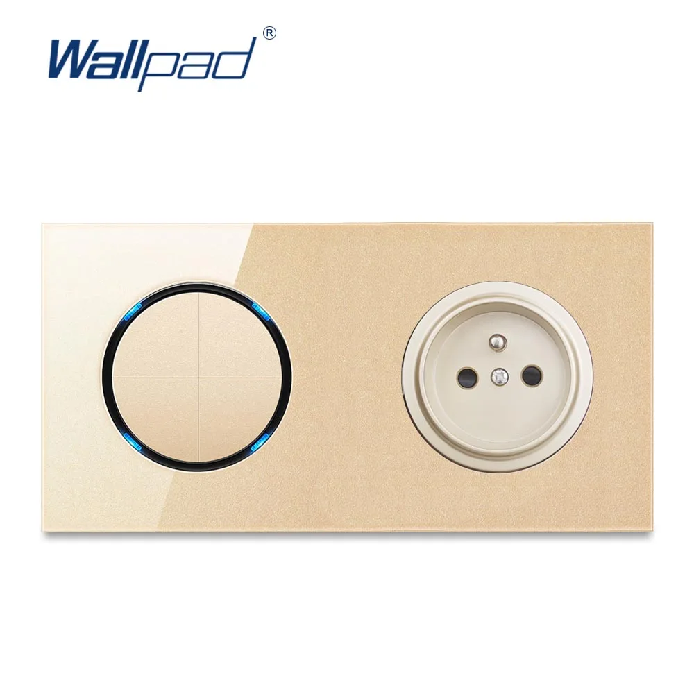 Wallpad 4 Gang 2 Way с 16A Европейской розеткой розетка из золотого хрусталя заземленная