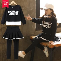teenager winter girls clothes tracksuit tennis wear strip hoodie t shirt leggings skirts pant culottes 4 5 6 7 8 9 10 12 years