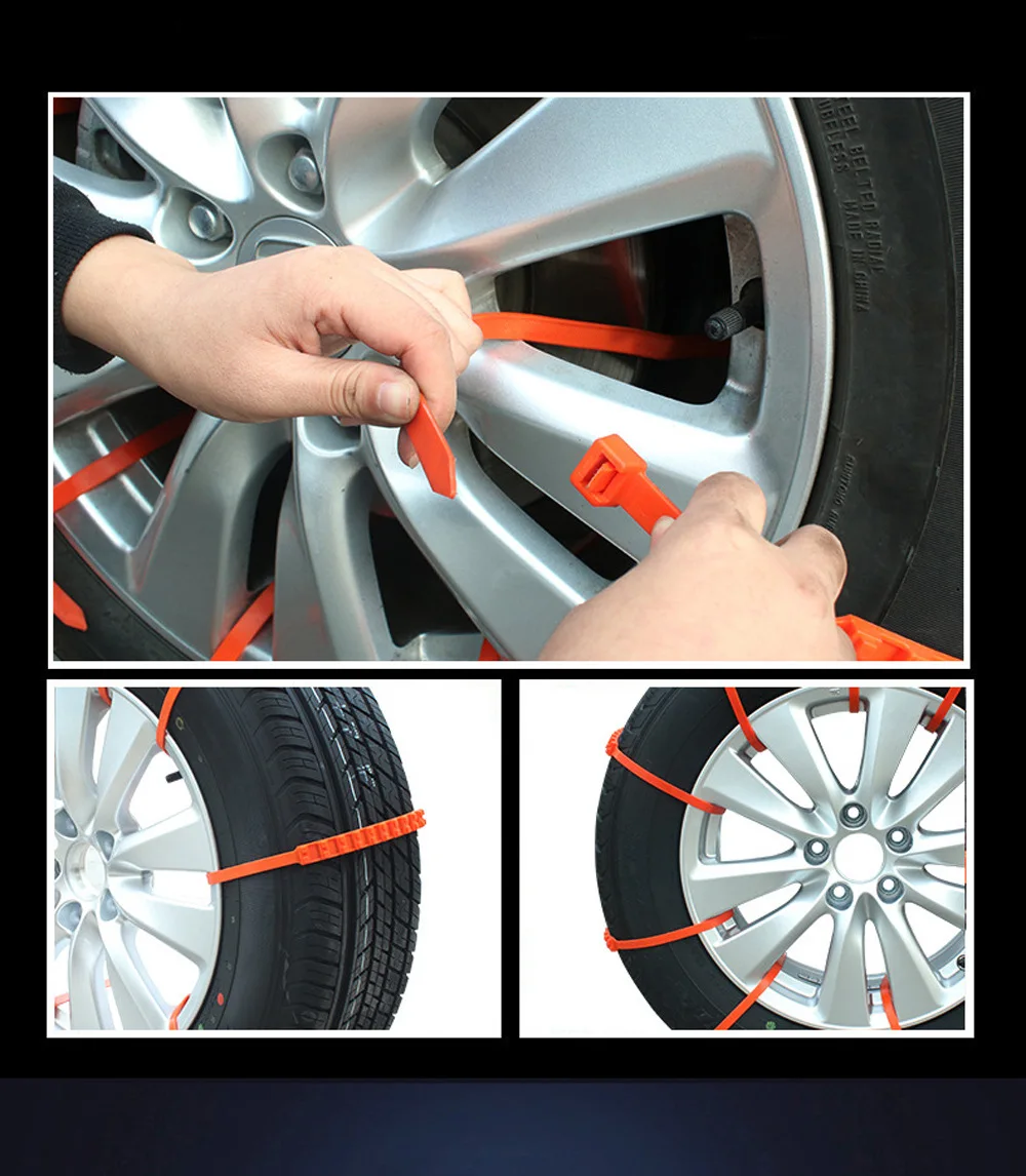 10 шт. противоскользящие стяжки для автомобильных шин цепи снега 20*900 мм