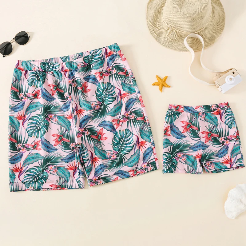 Семейный образ пляжные бикини для мамы и дочки купальники одежда мам пап я отца