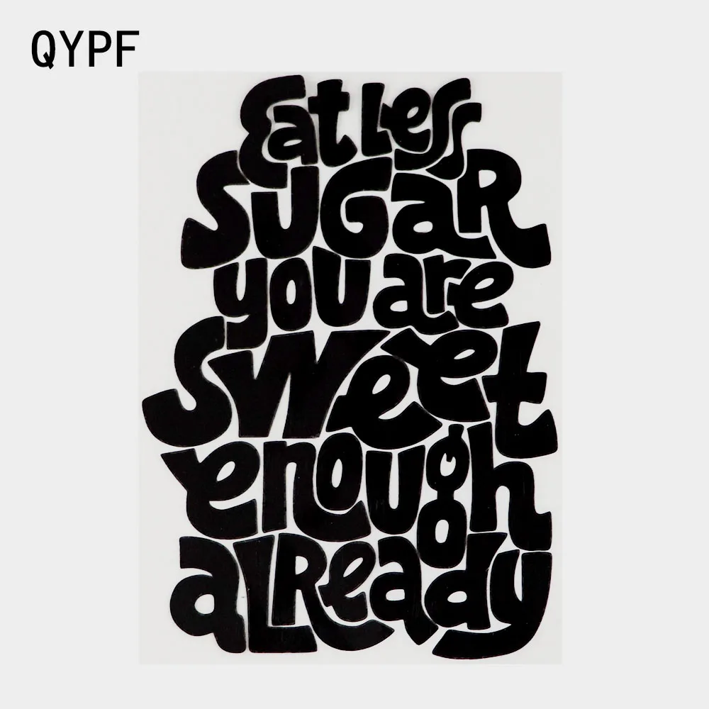 

QYPF 10,2 см × 14,4 см веселая съеда меньше сахара симпатичная виниловая наклейка автомобильная Наклейка Черная/серебряная 2C-0020