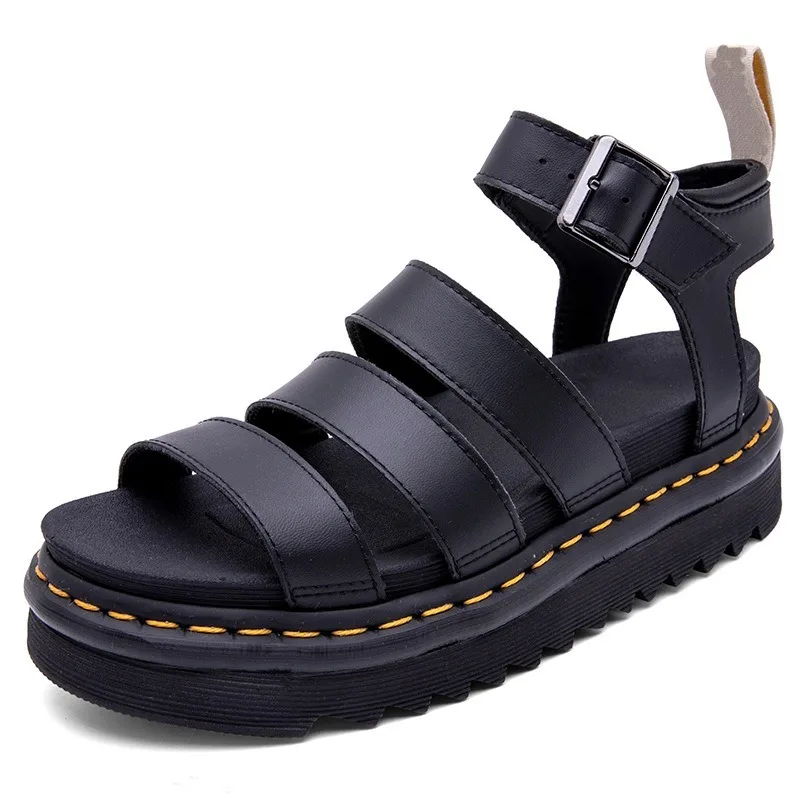 

Summer New Womens Sandals Students Flat Platform Shoes Women Genuine Leather Gladiator Sandals Female Beach Shoes