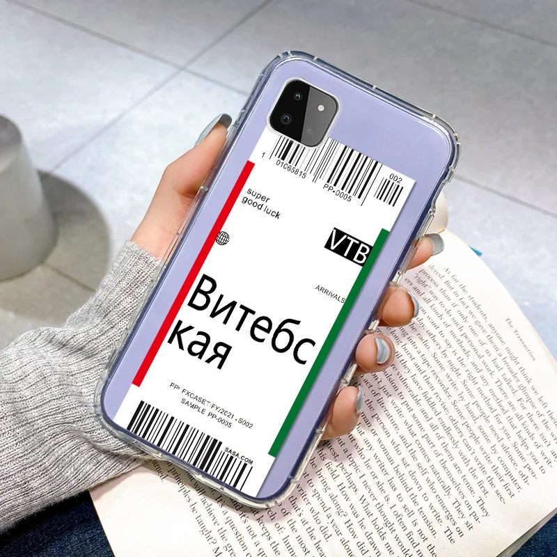 

Air Ticket Soft Clear Purple Case For Xiaomi Poco M3 F3 X3 Pro NFC M2 C3 World City Label QR Code Fundas Xiaomi Poco X3 NFC