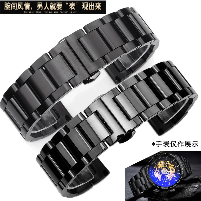 

Stainless Steel Watchbands Silver black 18mm 19mm 20mm 21mm 22mm 23mm 24mm Metal Watch Band Strap Wrist Watches Bracelet