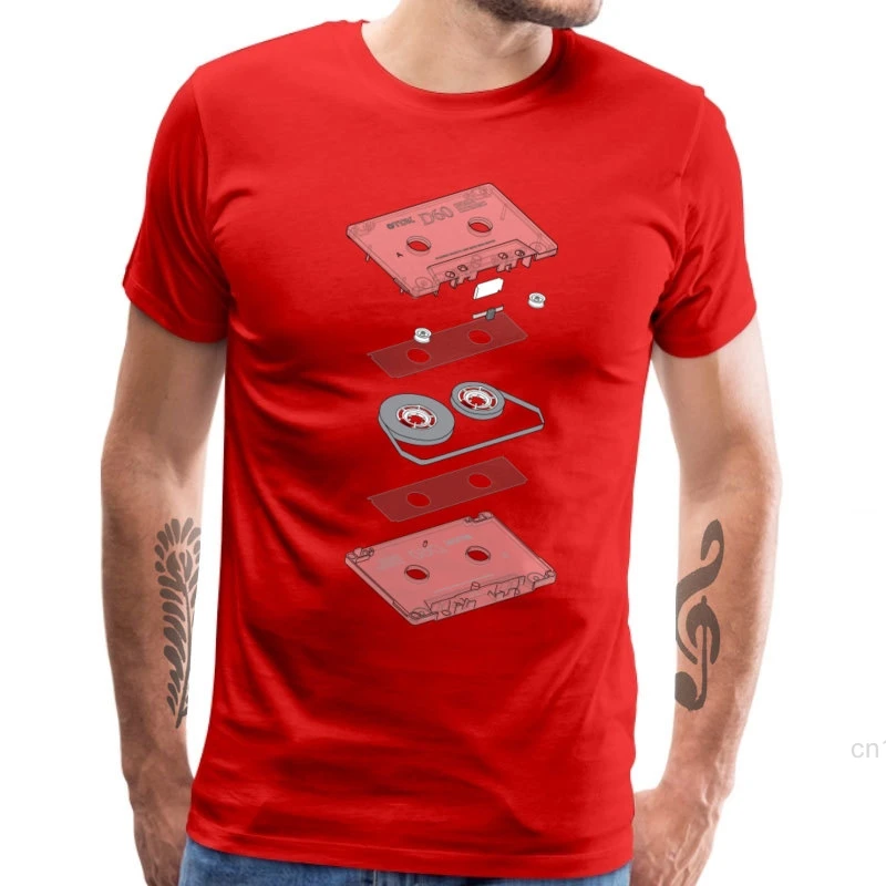 Мужская хлопковая футболка с коротким рукавом Кассетный взрыв анализ кассеты
