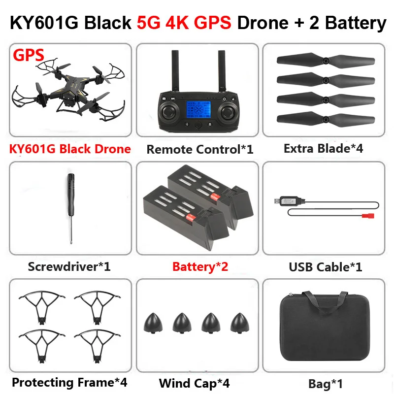 KY601G KY601S Профессиональный Дрон с камерой 4K HD 5G WiFi gps FPV дистанционное управление расстояние 2 км RC Квадрокоптер вертолет детские игрушки - Цвет: KY601G 4K B 2B