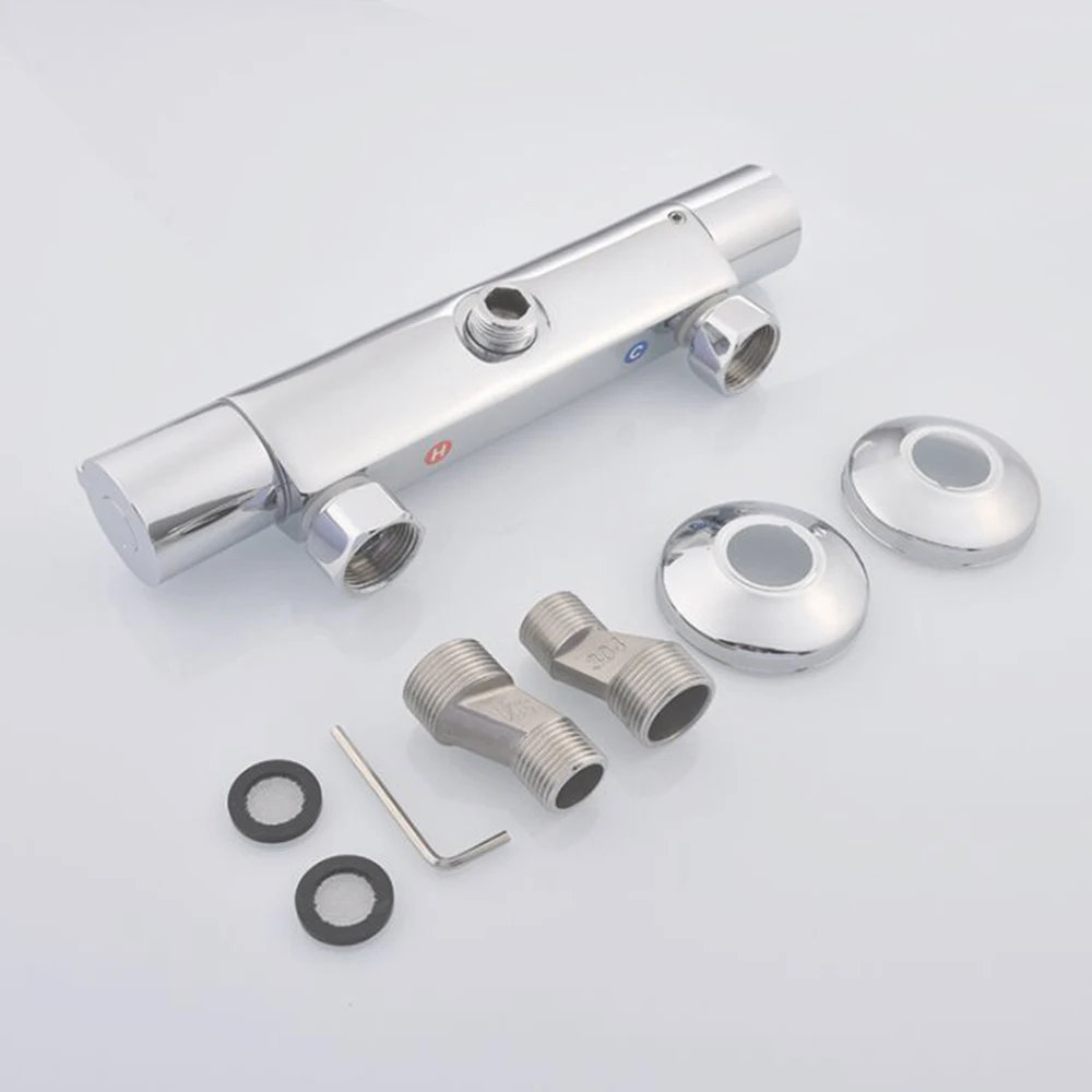 Горячая Распродажа термостатический хромированный медный смеситель для ванны Tap