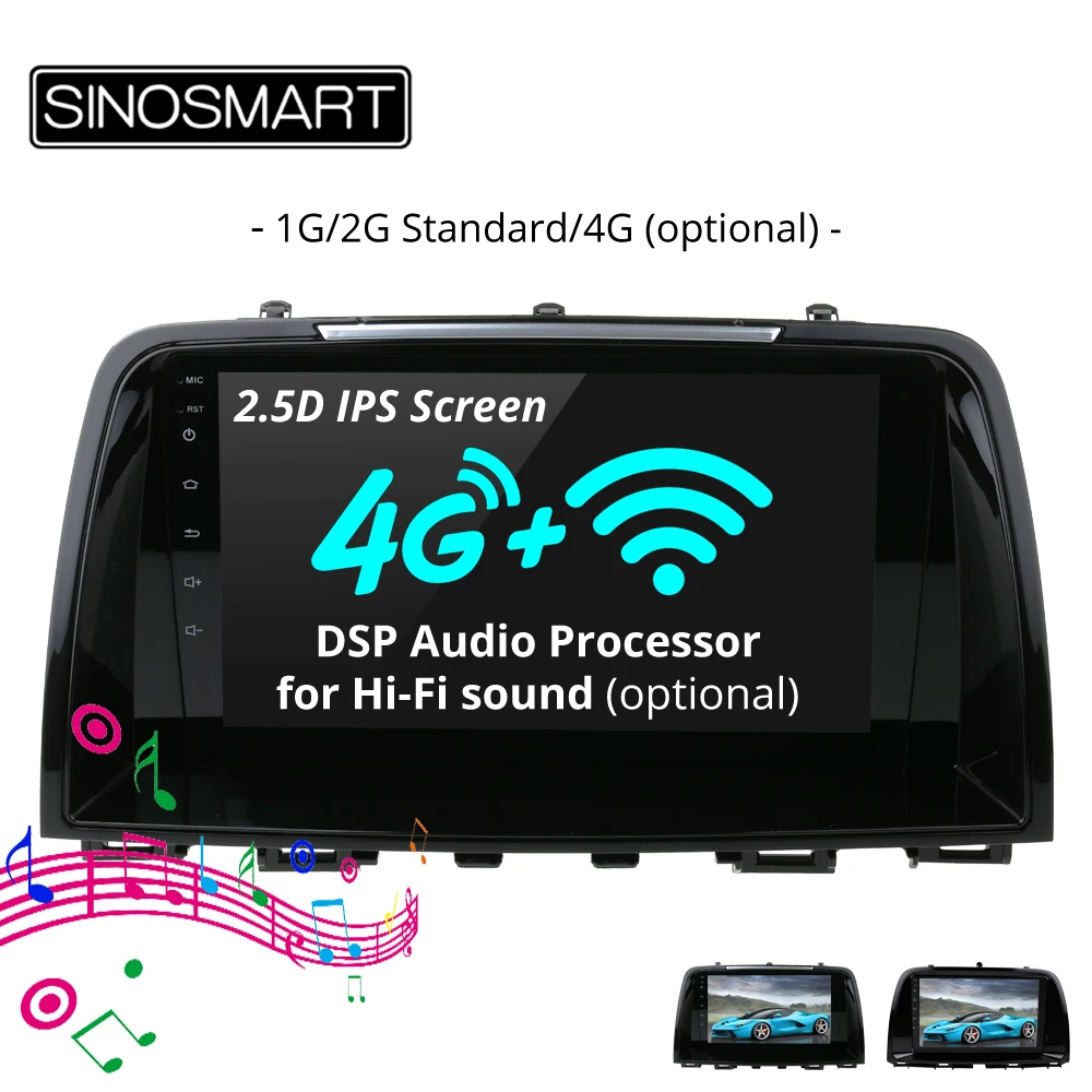 SINOSMART поддержка собственной системы парковки 1 г/2 г Автомобильный gps навигационный плеер для Mazda 6 Atenza/CX-5 32EQ процессор для цифровой обработки сигналов 4 г опционально