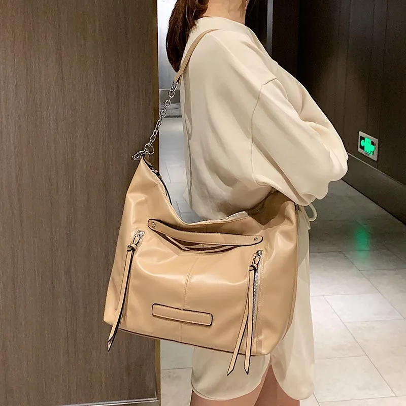 Women handbag Large Capacity Chain design ladies Shoulder bag Motorcycle pu leather female crossbody bags big totes bolsa |