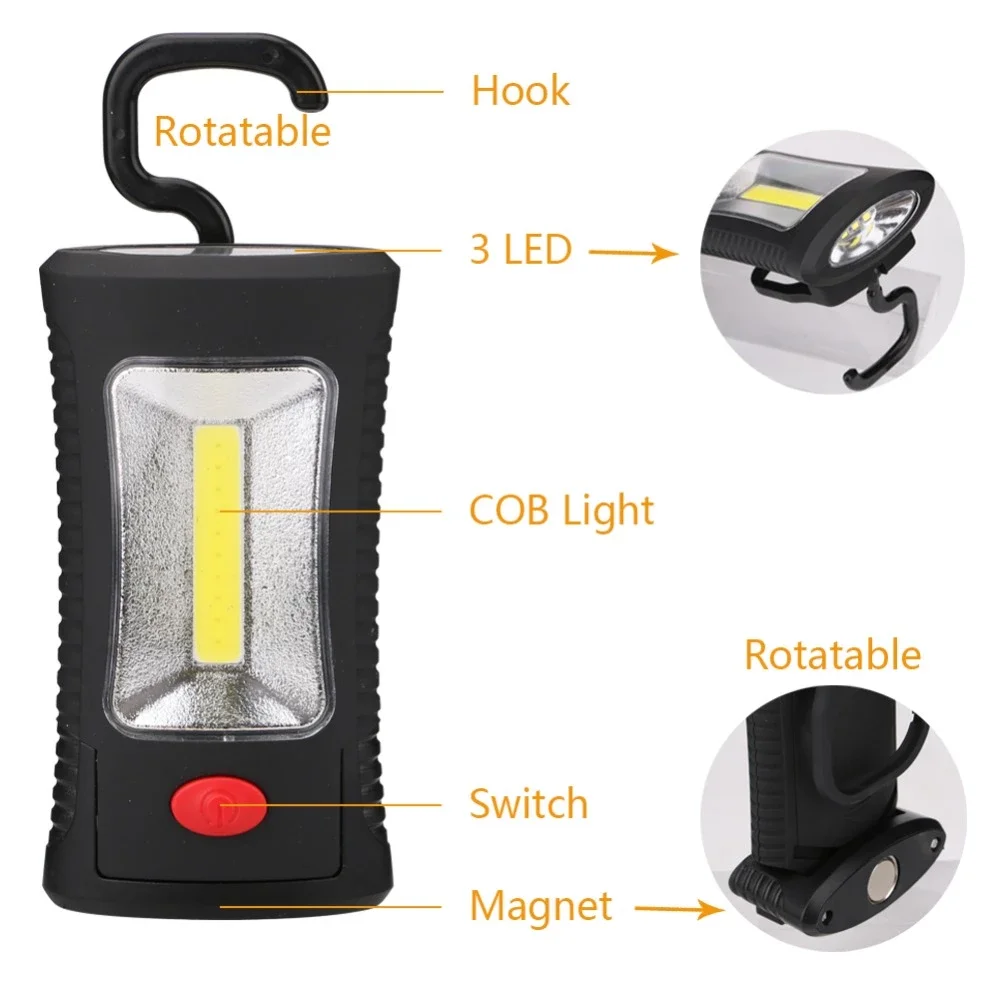 

2 Mode COB LED Magnetic Working Folding Hook Pocket Torch Handy Lamp Camping Tent Light Emergency Inspection Lamp Lanterna