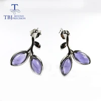 tbj tree leaf design earring with natural iolite gemstone earring 925 sterling silver fine jewelry for girls daily wear