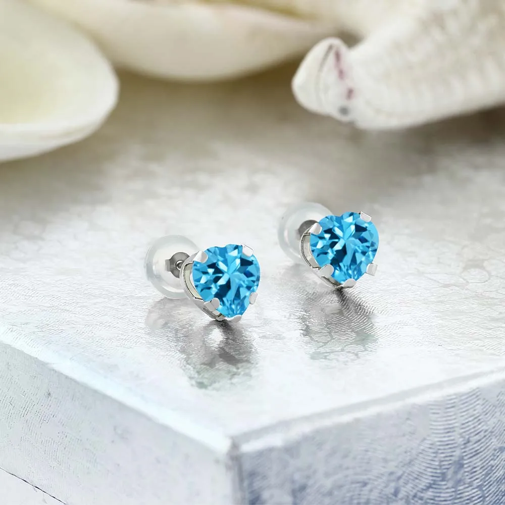 Роскошные серьги гвоздики GemStoneKing из белого золота 10 к 2 00 карат 6 мм в форме сердца