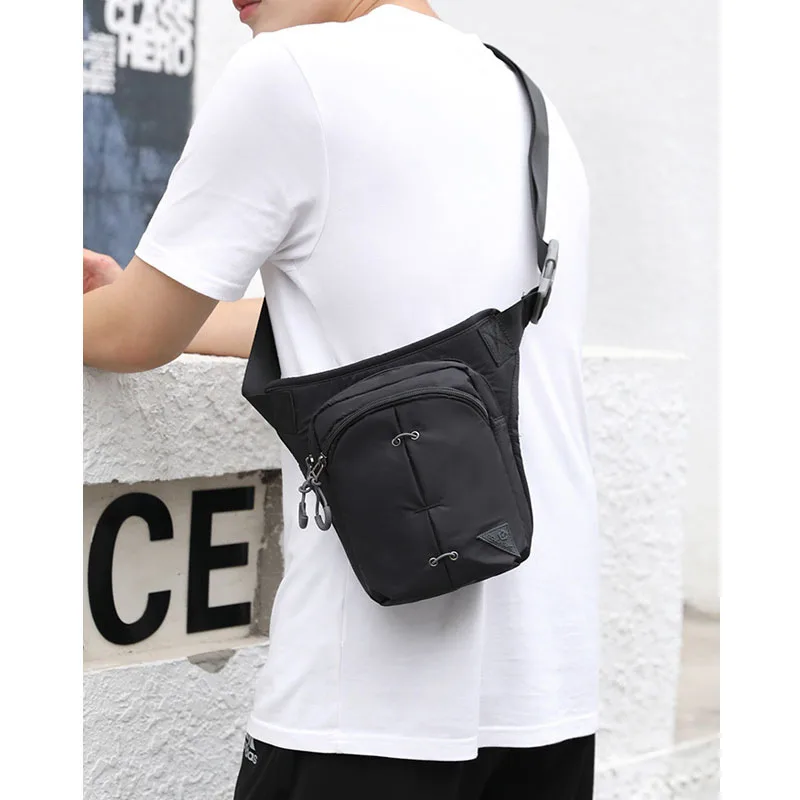 

New Men's Nylon Waist Bag Korean Outdoor Thigh Fanny Pack Fashion Waterproof Shoulder Bag Leisure Sports Riding Drop Leg Bags