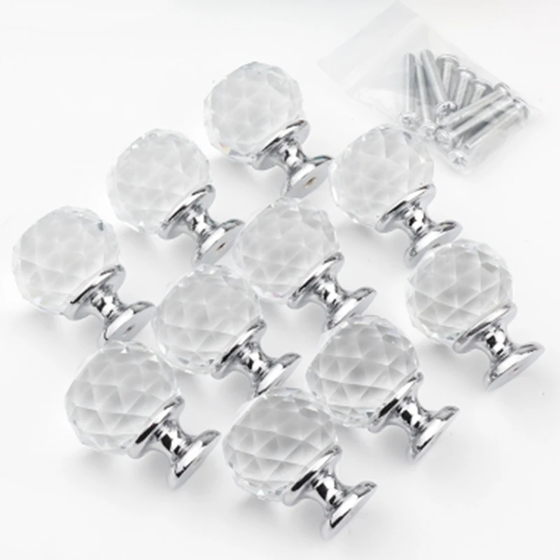 30 мм 10 шт хрустальный шар + сплав цинка мебель шкаф для шкафа ящика комода дверь