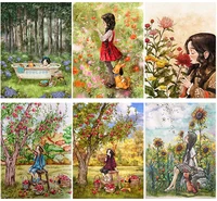 diy 5d diamond painting full round square resin mosaic diamond embroidery cross stitch kits wall art little girl in the forest