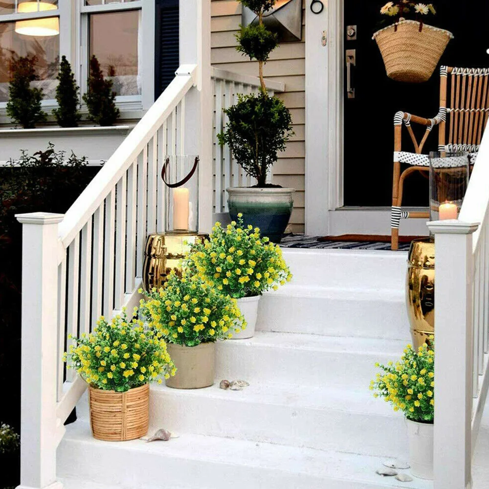

6 Bundles Artificial Yellow Flowers Plastic Simulation Floral For Garden Outdoor Party Decoration Fake Flowers Home Decor