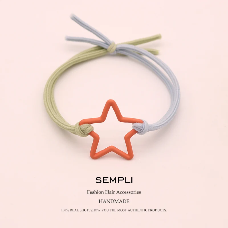 Orange Двухцветные эластичные резинки для волос Sempli, металлический обруч, железное кольцо для женщин, девочек, детей, модные резинки для волос, аксессуары для волос - Цвет: Orange