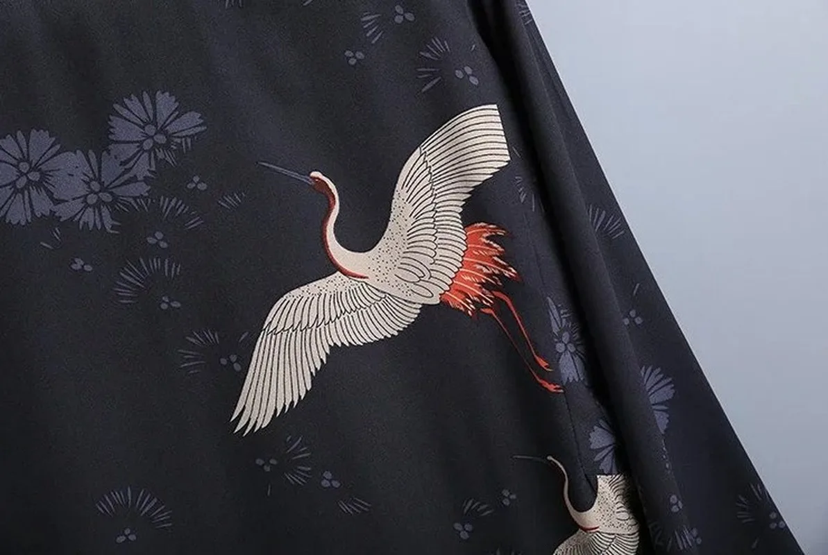 

2020 Women Summer Blouses Long Sleeve Womens Blouses Women Red-crowned Crane Printing Shirts Blusas Roupa Feminina Tops Casual