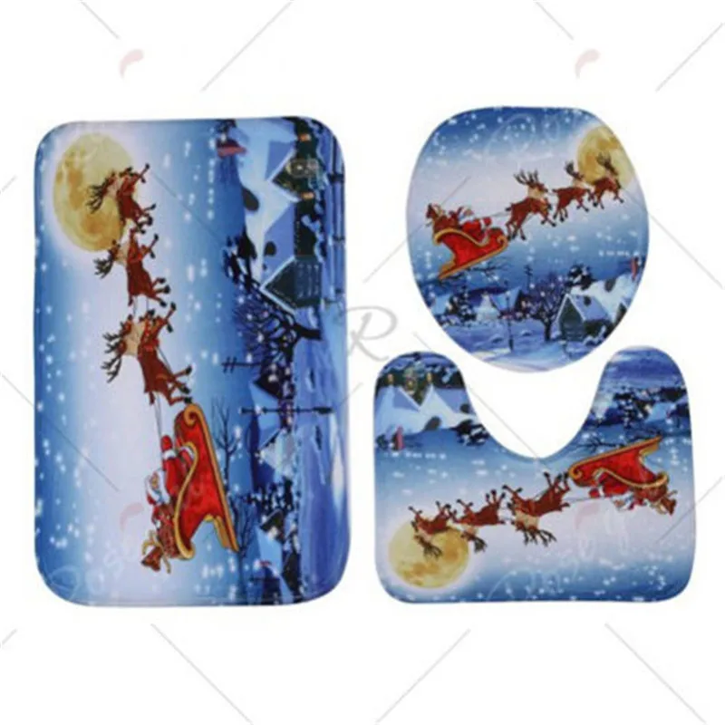 3 шт./компл. Рождество крышку унитаза Ванная Комната Non-Slip Санта Клаус пьедестал