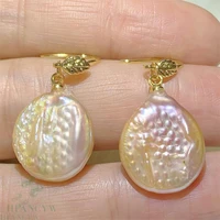 16 17mm multi color baroque pearl earring gold ear drop hook jewelry fashion party natural