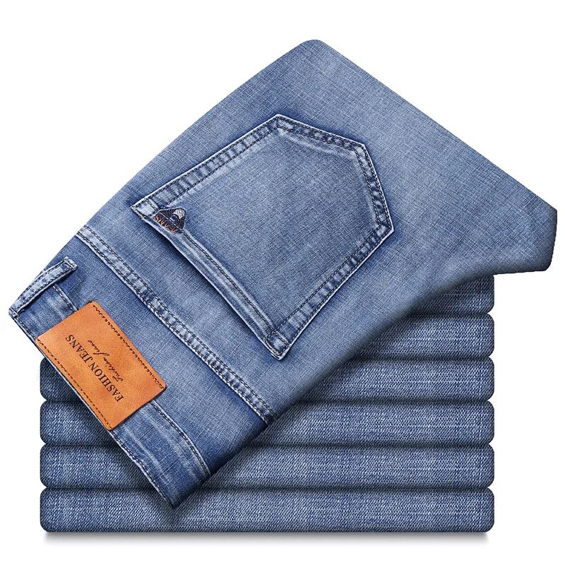 

2021 Spring Summer Men's Stretch Straight Fit Jeans Men's Denim Pants Brand New Style Trousers Mens Wear
