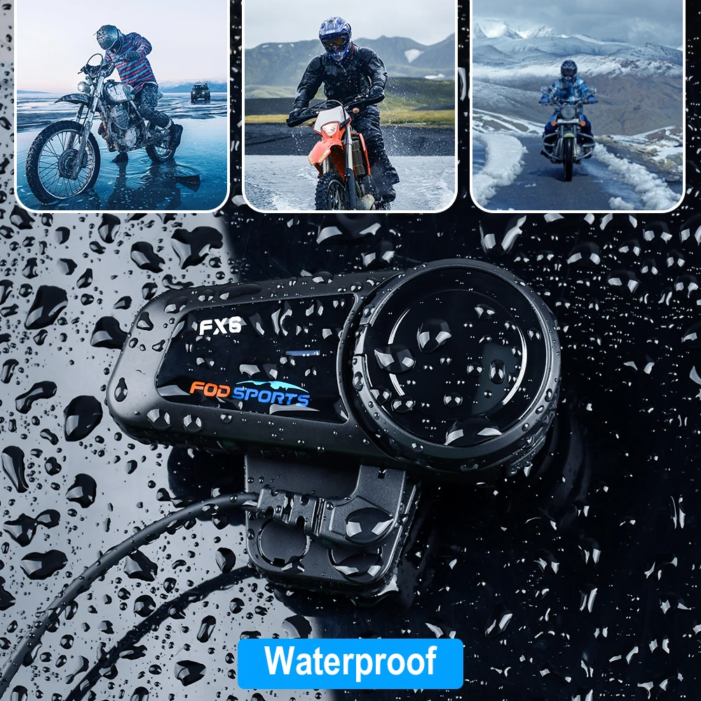 

4 Pcs Fodsports FX6 Motorcycle Helmet Intercom 6 Riders BT 5.0 Intercomunicador moto Wireless Bluetooth Helmet Headset