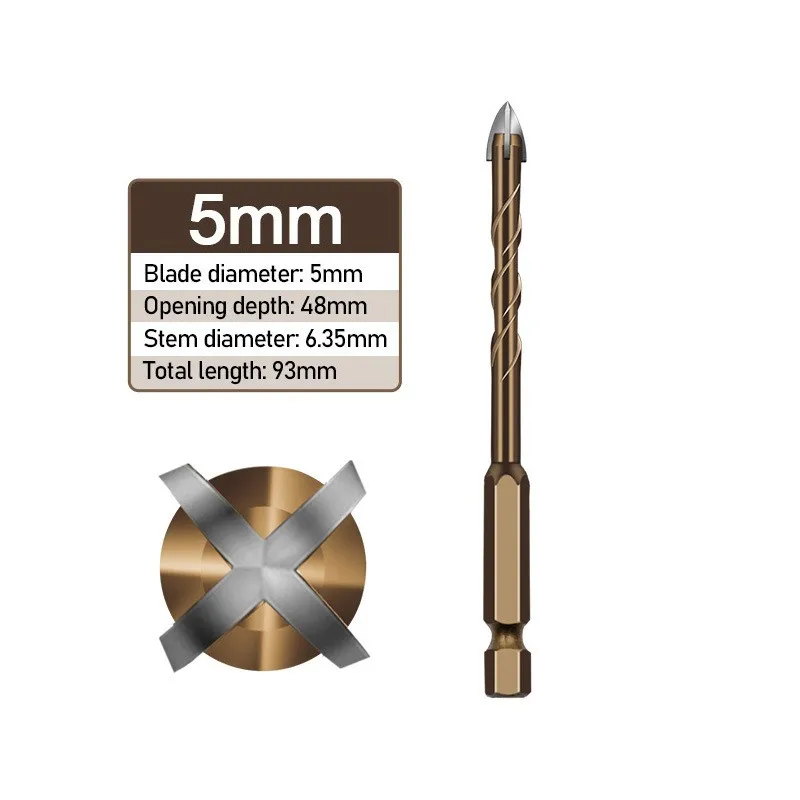 

1Pc Cross Hex Tile Drill Bits Set Triangle Porcelain Stone Glass Ceramic Concrete Drill Bit Hole Saw Opener For Wall 3-12mm
