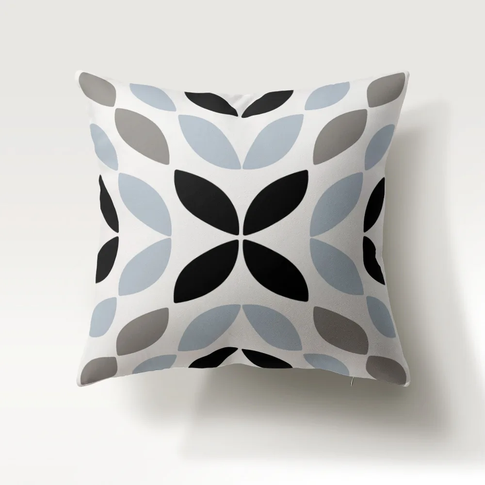 

45*45cm Cushion Cover Blue Grey Geometric Stripe Pattern Polyester Throw Pillow Cases for Sofa Car Coffee Home Decor Pillowcase