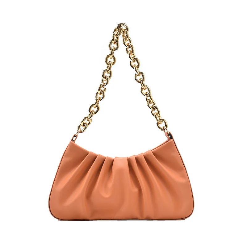 

Элегантные Дизайнерские складные сумки на плечо для женщин на цепочке 2021 весенние трендовые дизайнерские сумки и кошельки из искусственно...