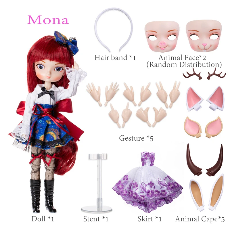 1 Новинка года; кукла для девочек; шесть веток; Кукольное платье для девочек; костюм; одежда для макияжа; платье для изменения лица - Цвет: 1