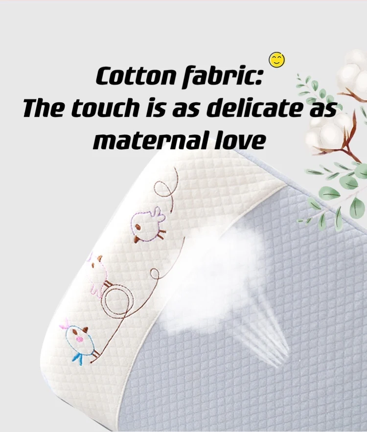 

New baby pillow pure cotton cute rabbit rectangle 0-6 years old baby washable memory pillow slow rebound