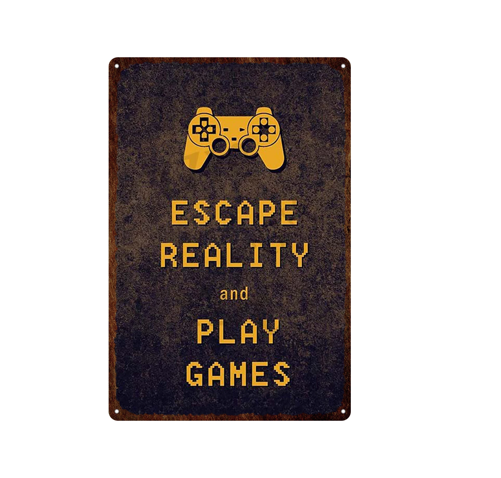 

Escape Reality and Play Games Warning Sign Mental Decorative Plate Decoration for Wall Mental Sign Free Wifi Tin Plate Brand