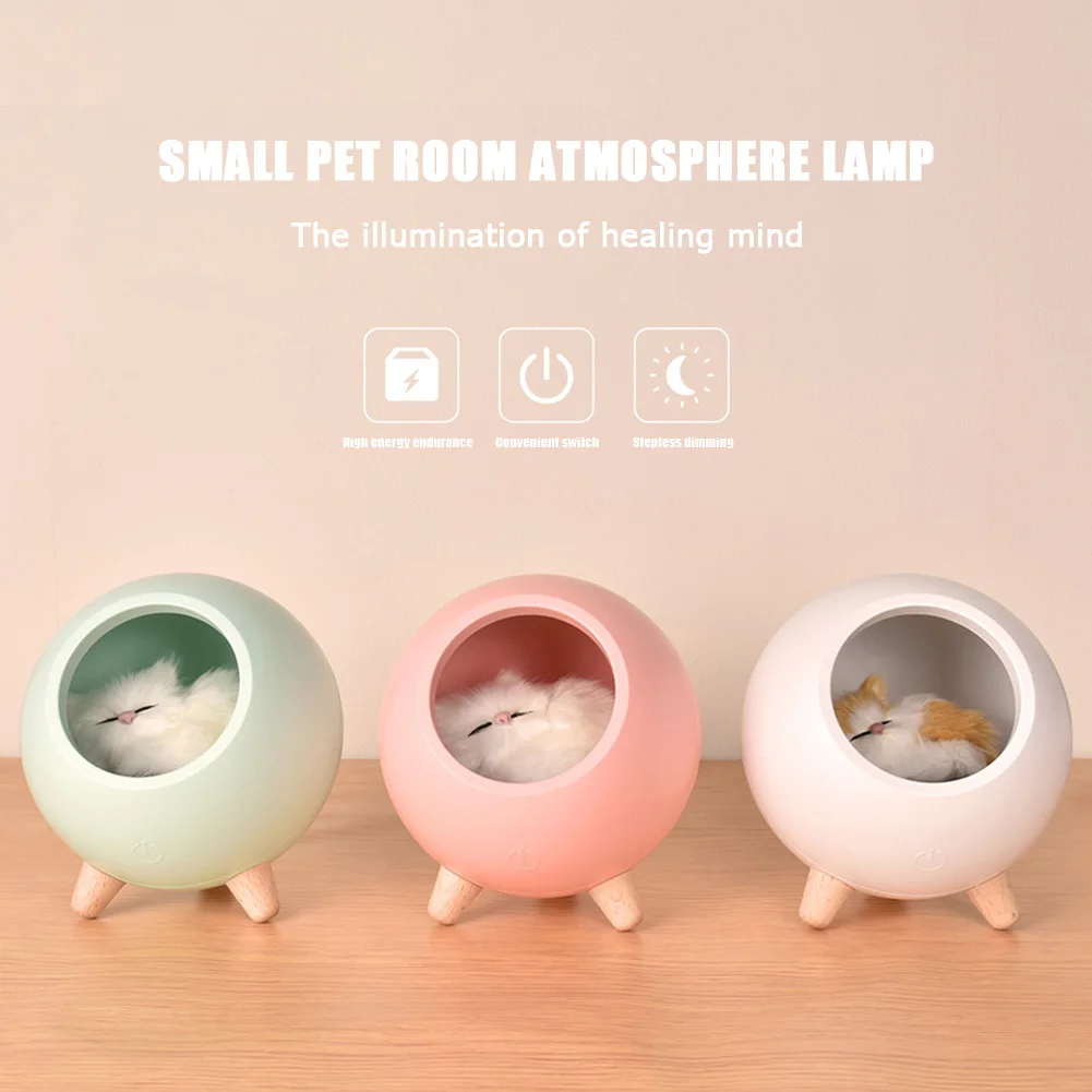 

Sleeping Light Bedroom Bedside Table Lamp Home Decor Touch Dimming Night Light for Baby Bedside Cute Cats Charging Lamp