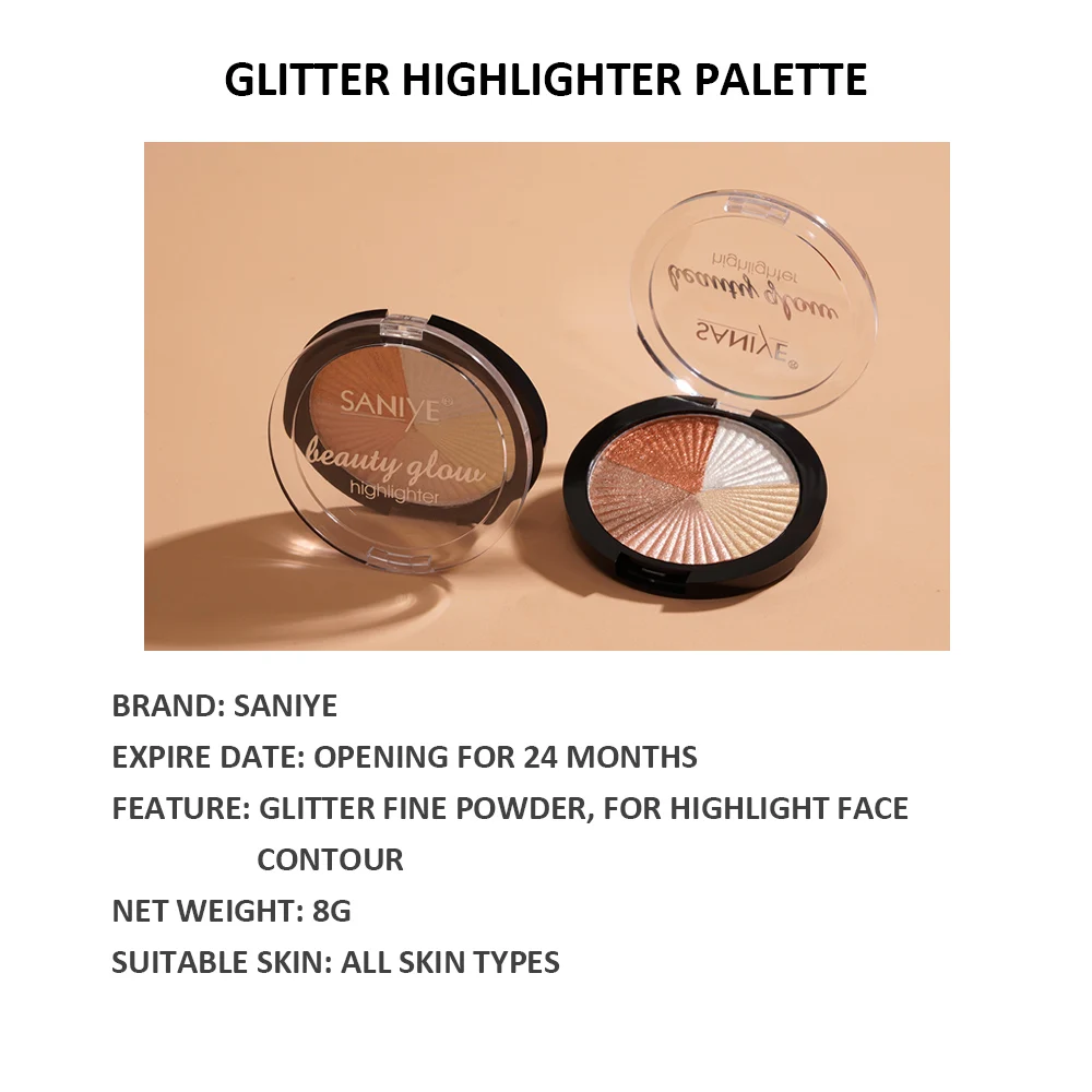

SANIYE Highlighter Makeup Highlighter Palette Face Sculptor Make-Up For Women Glow Face Shimmer Cosmetics E0155