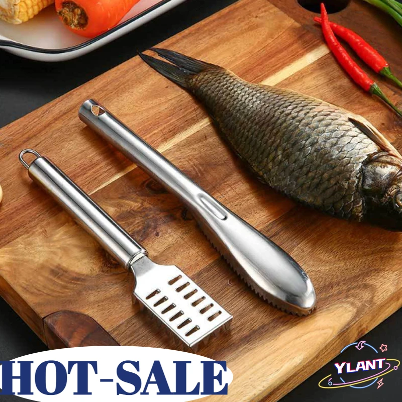 

YLANT Quality Stainless Steel Fish Skin Brush Scraping Fishing Scale Brush Graters Fast Remove Fish Cleaning Peeler Scalers