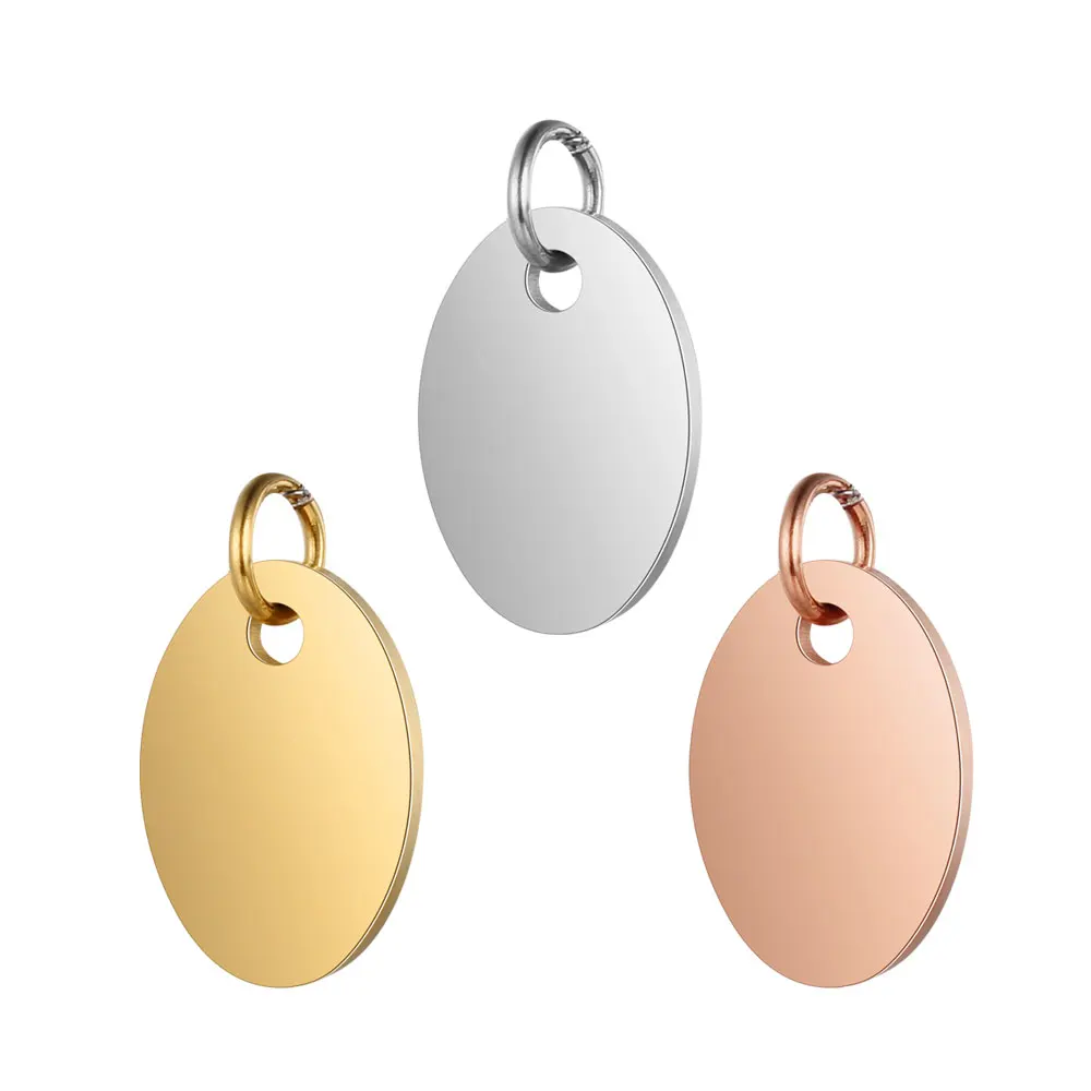

100% Stainless Steel Oval Blank Charms Pendant For DIY Jewelry Making Accessories 9.5*17mm 1PC
