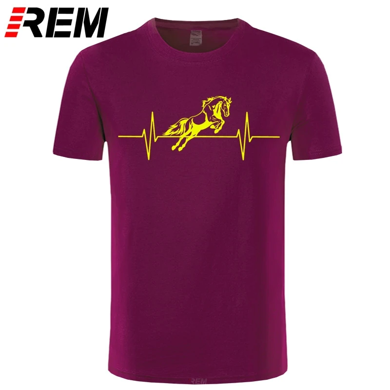 Men clothes Heartbeat Horse Mens Equestrian T Shirt Funny Fathers Gift Him Dad Birthday cotton short sleeve t-shirt tops | Мужская