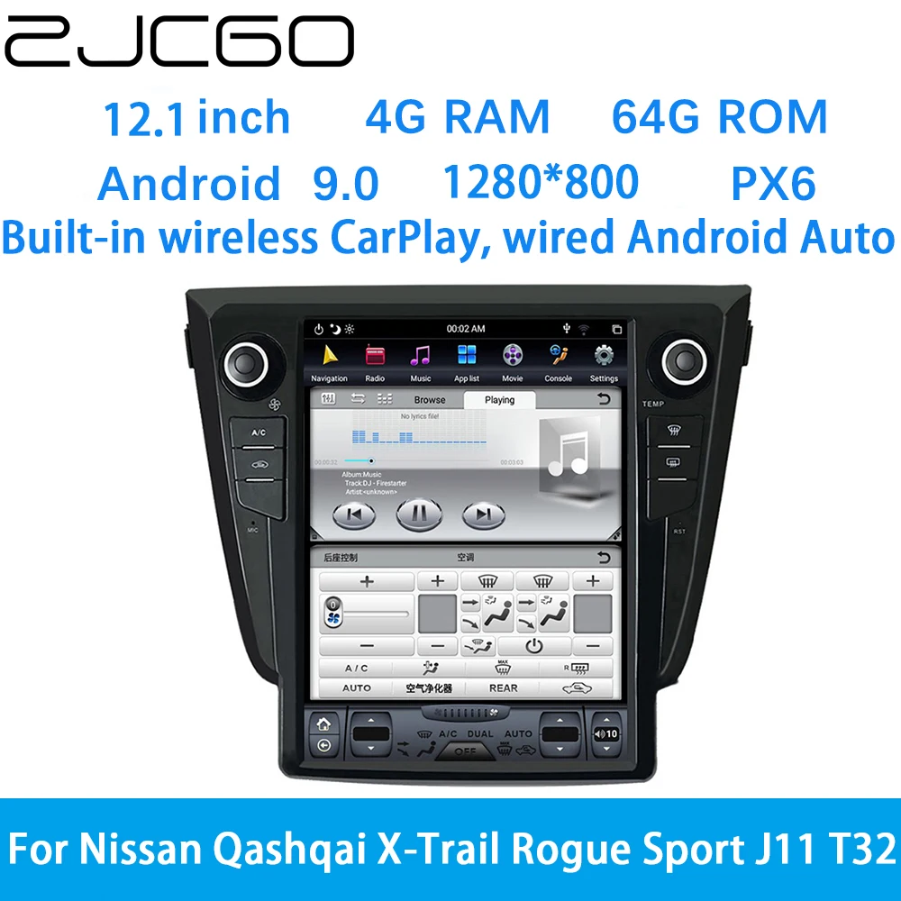 

ZJCGO Car Multimedia Player Stereo GPS DVD Radio Navigation Android Screen System for Nissan Qashqai X-Trail Rogue Sport J11 T32