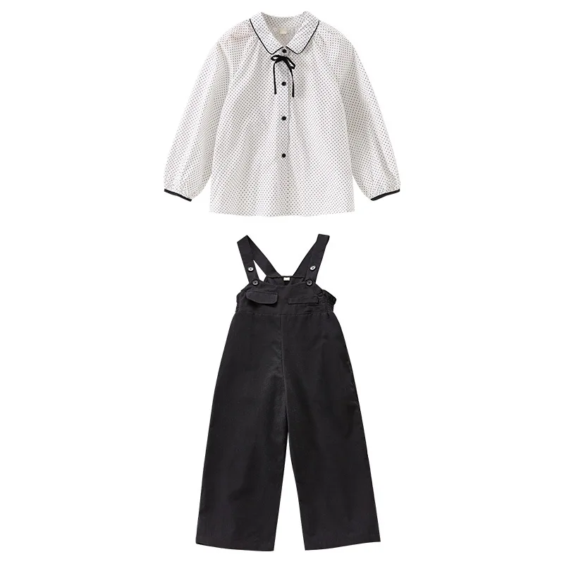

Girls' Wide Leg Suspender Suit 2021 Spring New Pants Children's Trousers Two-Piece Suit Fashion Casual