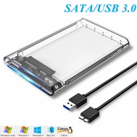 transparent mobile hard disk box 2 5 inch usb3 0 sata with adapter cable external enclosure box for laptop