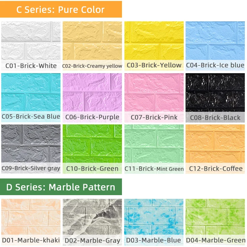

Kaguyahime 3D Brick Wall Stickers DIY Decor Self-Adhesive Waterproof Wallpaper For Kids Room Bedroom 3D Wall Sticker Brick