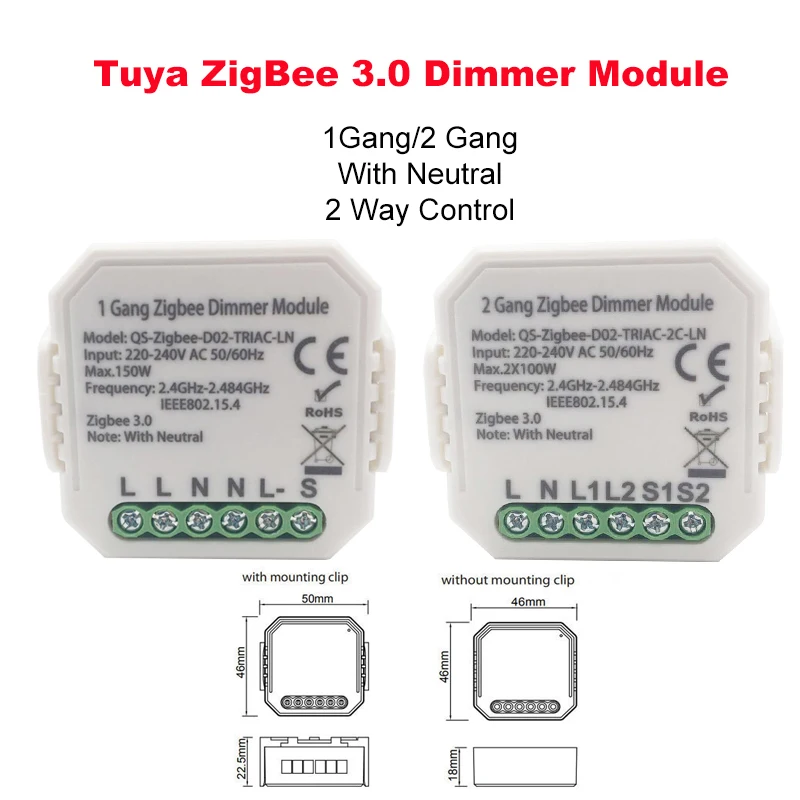 Lonsonho Tuya Smart Zigbee модуль диммера 1 2 банды 220 В с нейтральным сторонним беспроводным
